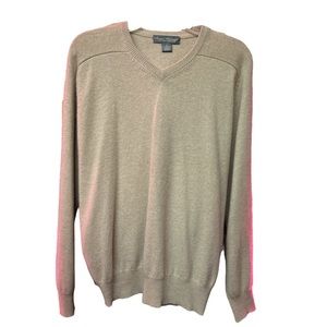 Daniel Cremieux Cashmere Signature Collection Medium Tan V-Neck Sweater